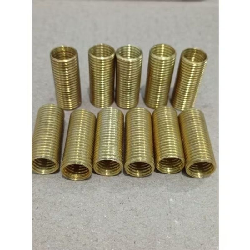 shok drat M10x12 Kuningan / Sok drat M10xM12 Kuningan / Sokdrat kuningan dalam baut 14 luar 17