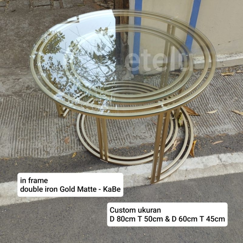 Meja Tamu Bulat Double Iron Diameter 80cm