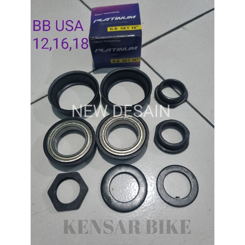 BB set / Kom gear / Mangkoan tengah BMX Ukuran 16/18 bearing Platinum