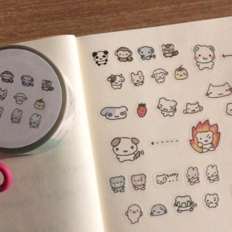 

hinaku_u this and that mini me sticker kisscut ☆ Korean style deco sticker masking tape cute animals