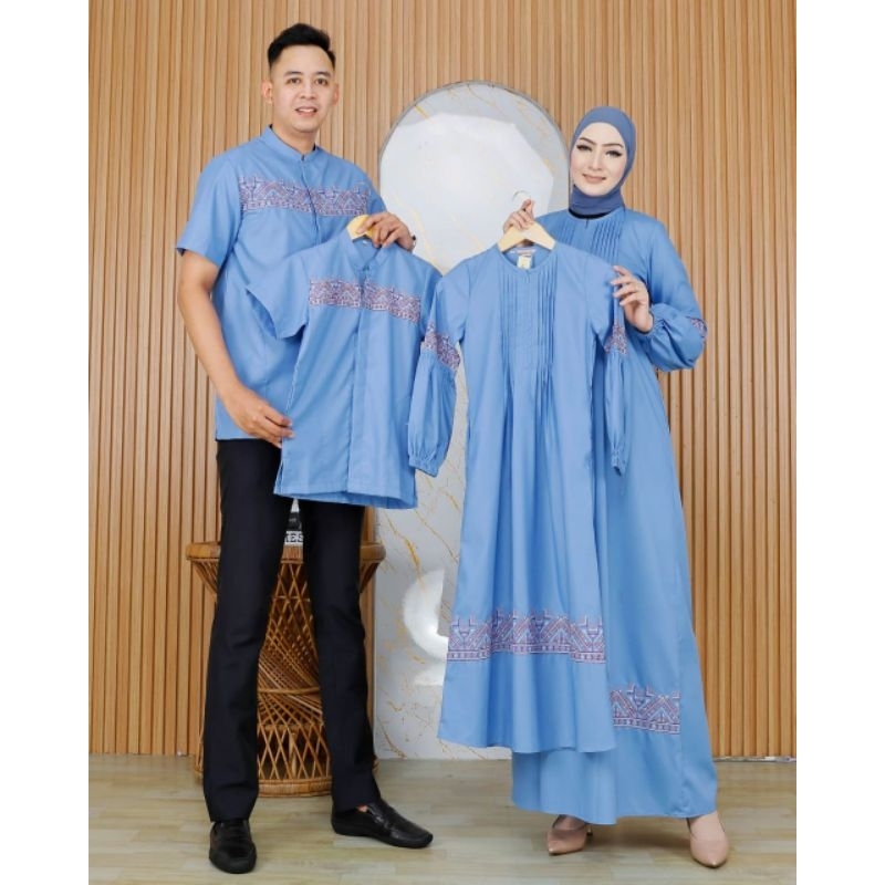 Sarimbit Koko + Gamis Katun ima tuyobo mix bordir strimin ori By Adzhana(harga terpisah)