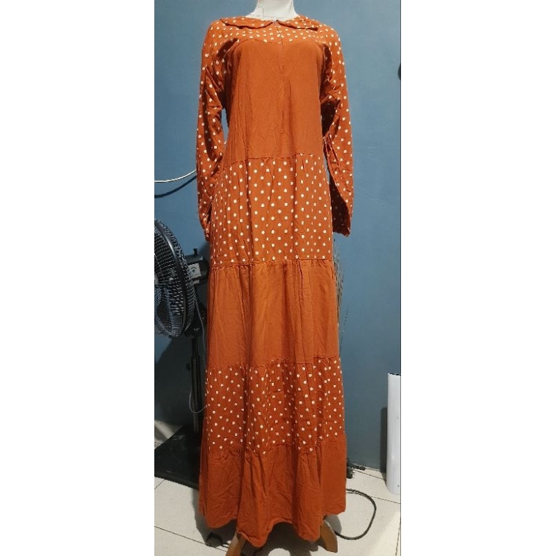 gamis polkadot katun tebal