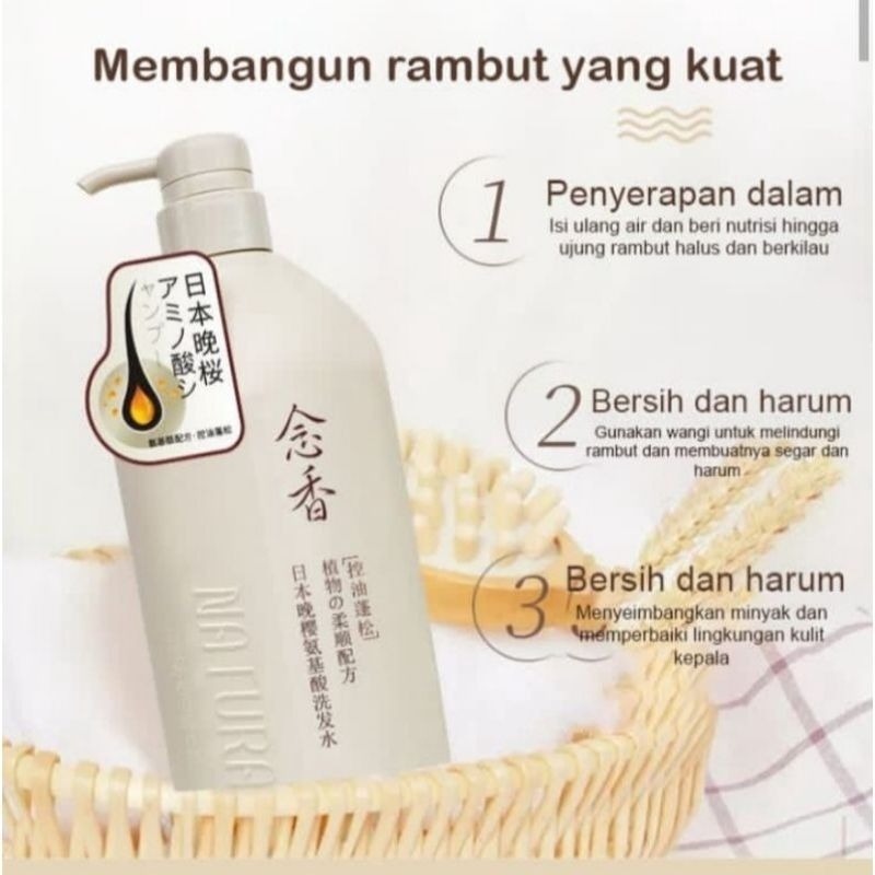 Shampo Asam Amino dengan Kolagen Cherry Blossom 650 ml - Anti Rontok dan Penumbuh Rambut untuk Pria 