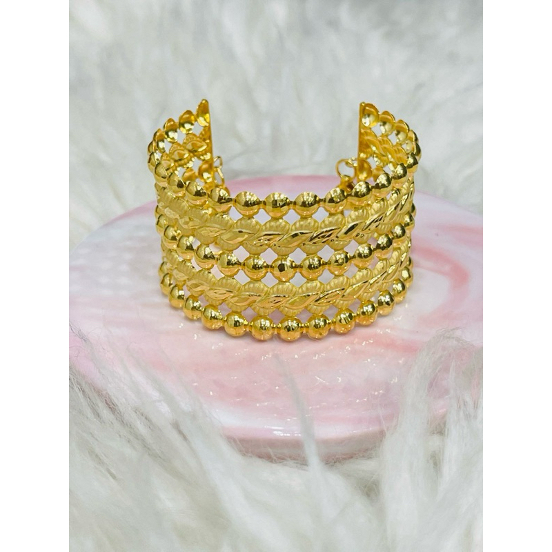 gelang anak srikandi ulir ulir bulat kristal kerawang emas asli kadar 700