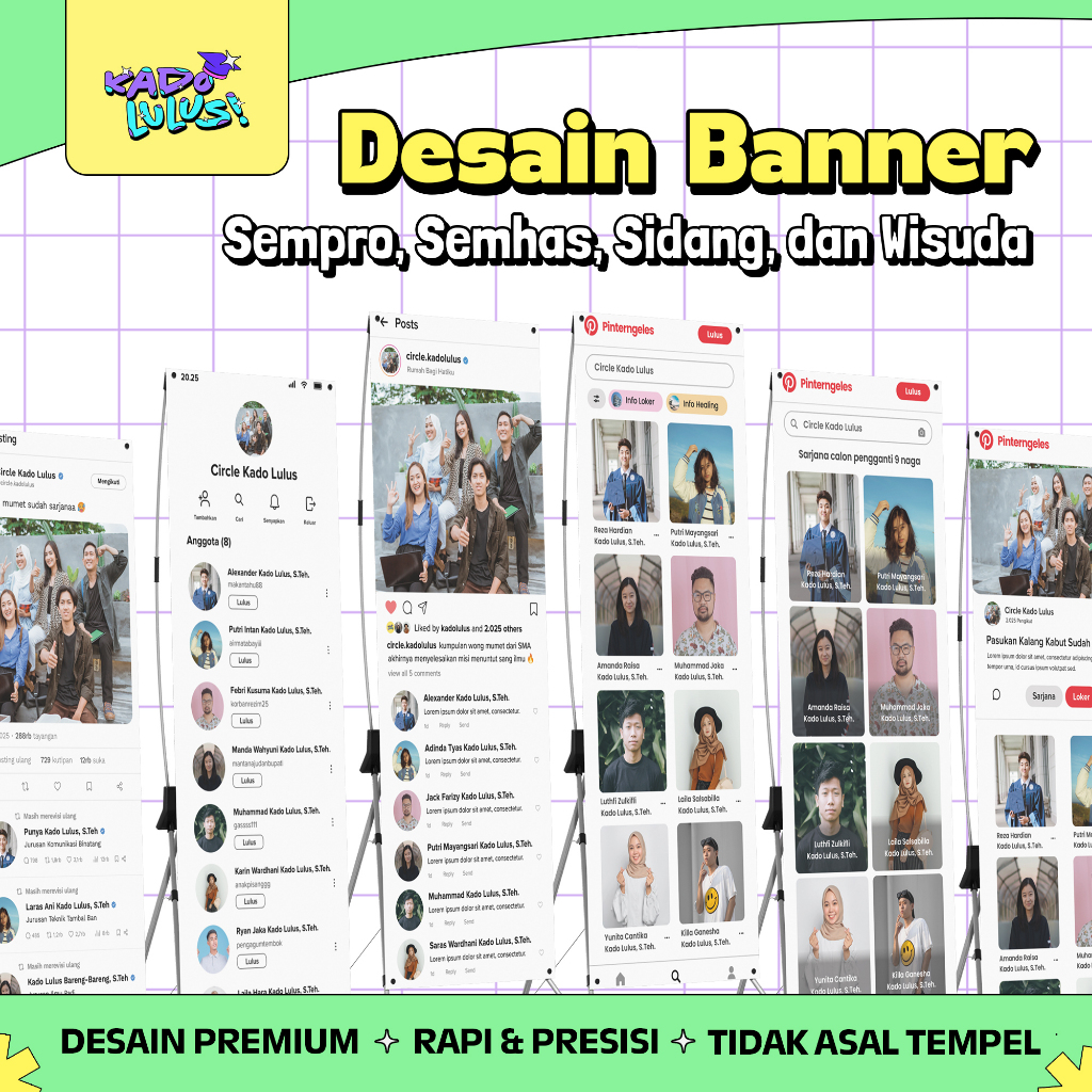 KADO LULUS Banner Spanduk Sidang Skripsi Wisuda Sempro Semhas Desain Unik Lucu #19
