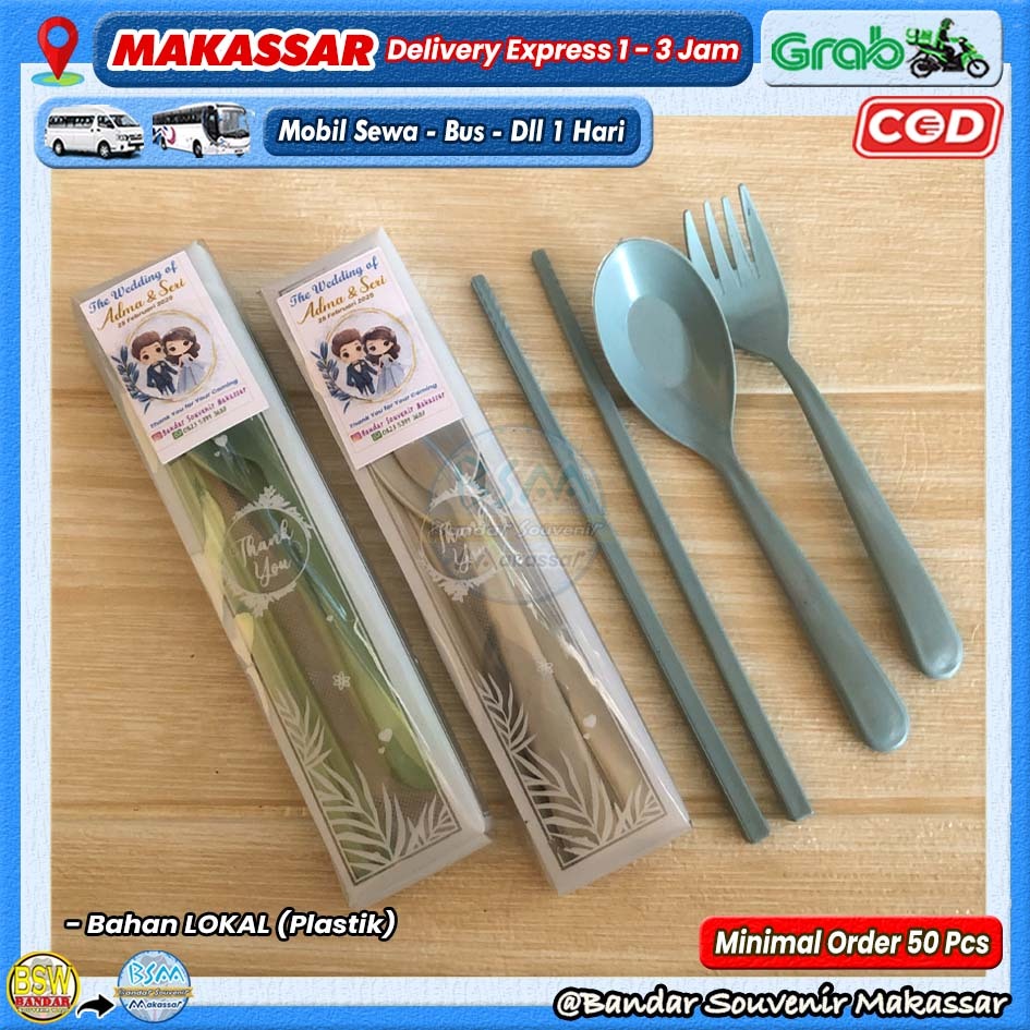 (min.order 50 pcs) Souvenir Sendok Garpu Sumpit LOKAL Murah Kemas MIKA KARTU UCAPAN Makassar Mamuju