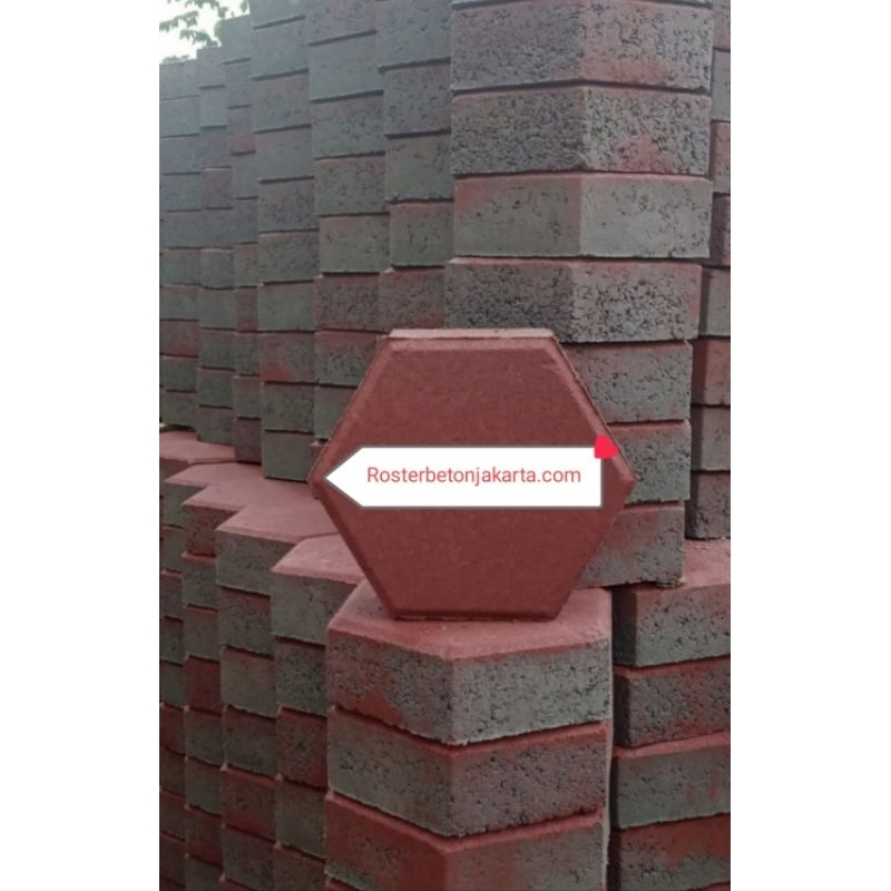 Paving Block Hexagon Merah Pres hidrolik