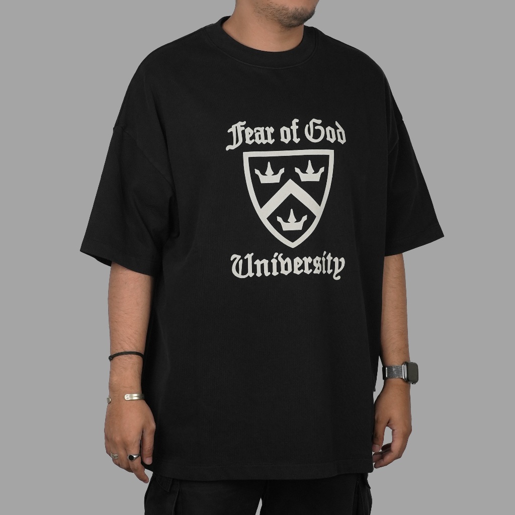 Essentials FOG University Heavy Crewneck Black Tee FW24