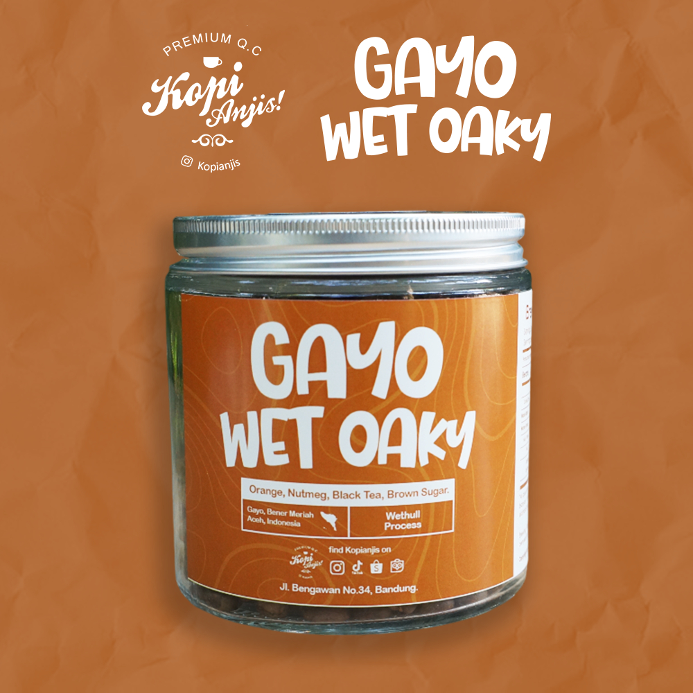 

Kopi Anjis-Biji Kopi Arabika Wet Oaky Tea 200 gram - Specialty Roast Beans ( Gayo Wethull )