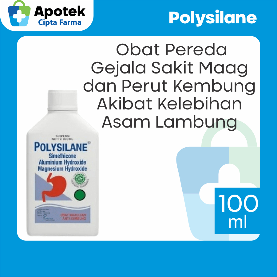 Polysilane Cair Simethicone Aluminium Magnesium Obat Maag Magh Asam Lambung Kembung Mual dan Muntah