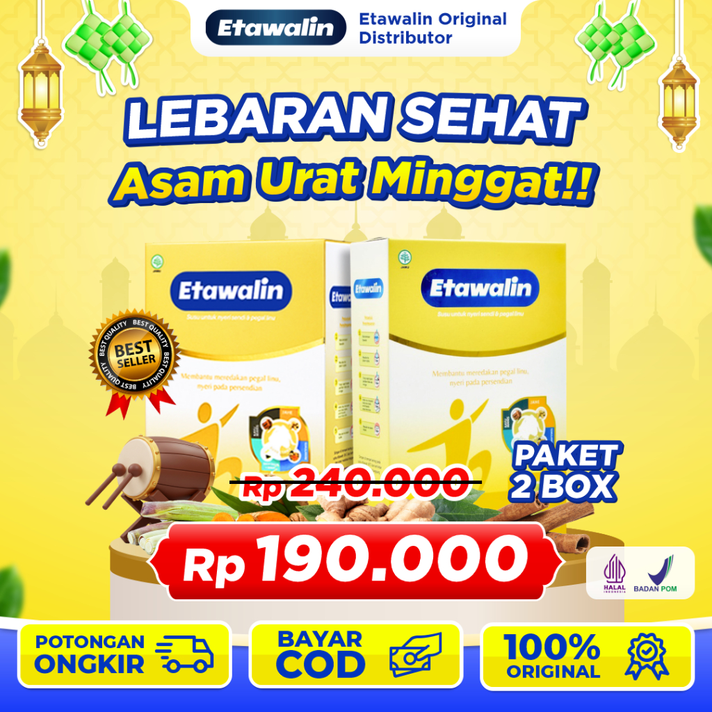 

LEBARAN BIG SALE!!! Etawalin Paket 2 Box Susu Kambing Etawa Asli Original Berkhasiat Mengatasi Asam Urat Rematik dan Pegel Linu Tanpa Efek Samping