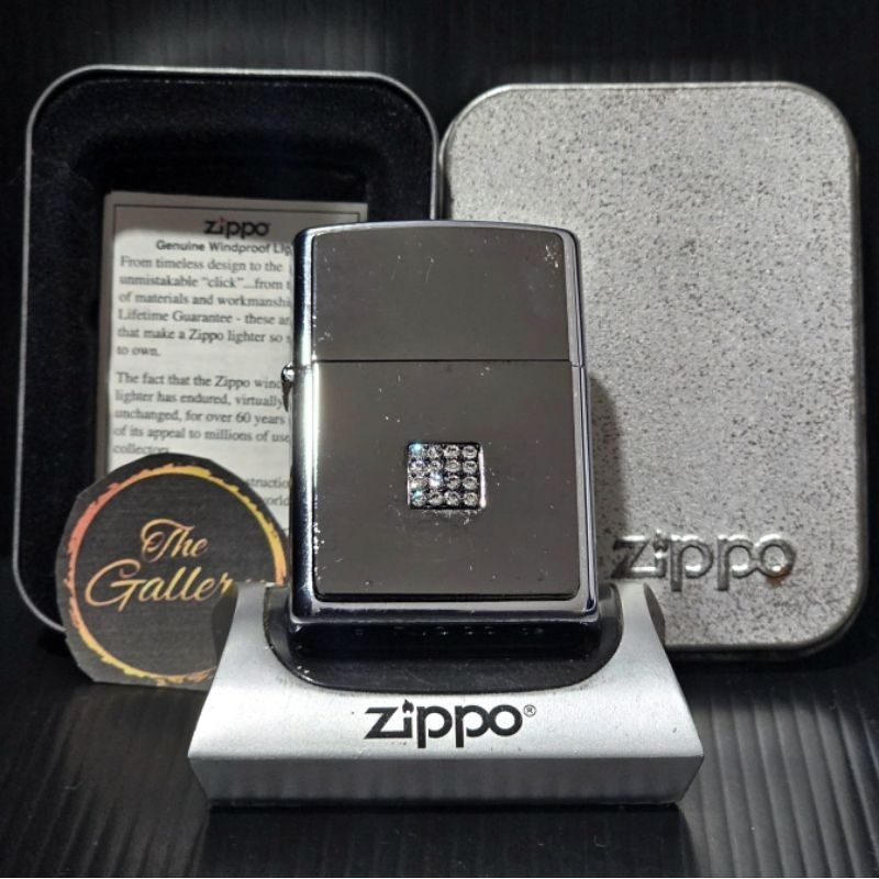 ORIGINAL ZIPPO SQUARE SWAROVSKY TAHUN 2002 RARE NOS