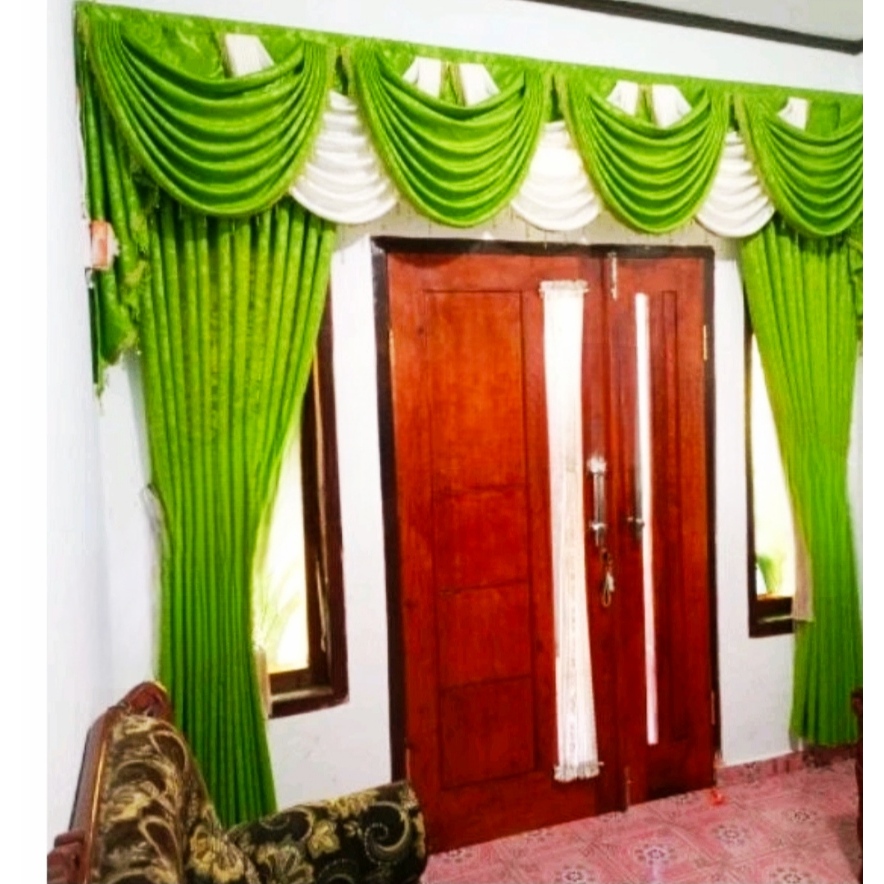 Gorden mewah poni gelombang Tirai Jendela Aesthtic Gelombang Spanyol Hordeng pintu tengah ruang tamu