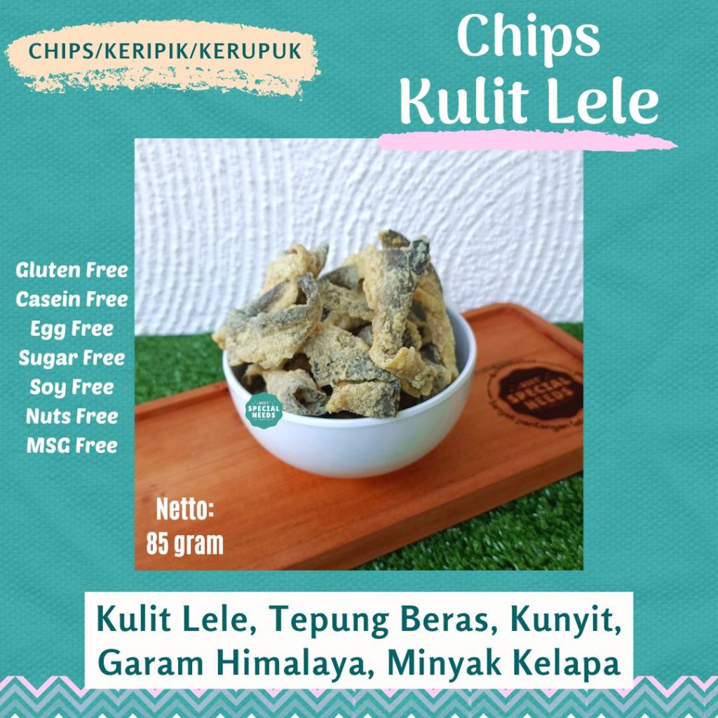 

Keripik Kulit Lele Garing Renyah Gluten Free Sugar Free Egg Free MSG Free Diet Special Needs
