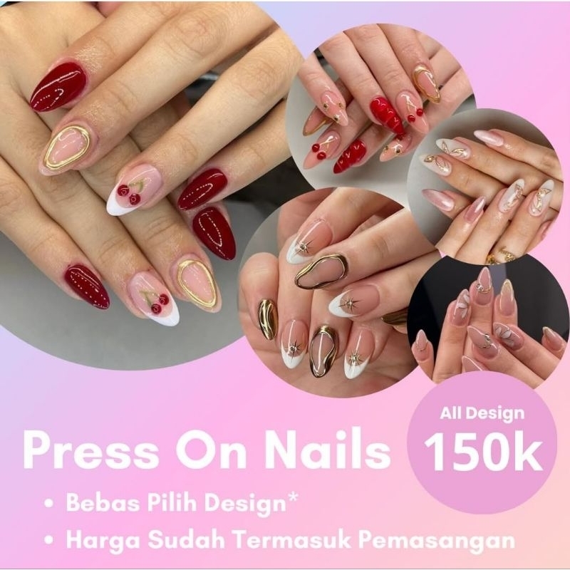 Press On Nail/Hand Paint Cat Eye/Crome/Art – Cantik, Praktis, Elegan
