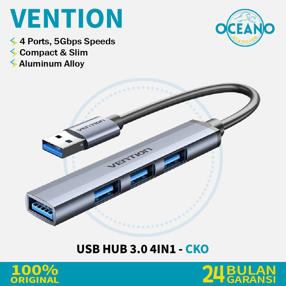 Vention CKO | Vention USB 3.0 Hub 4 in 1 Slim Mini Hub - CKOHB