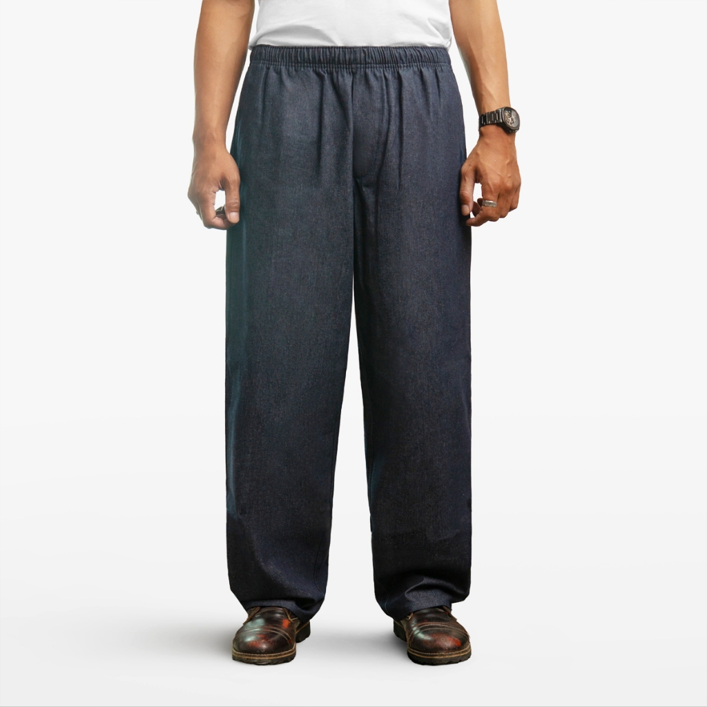 Guten Inc - Celana Pria Baggy Blue Raw Jeans Loose Pants