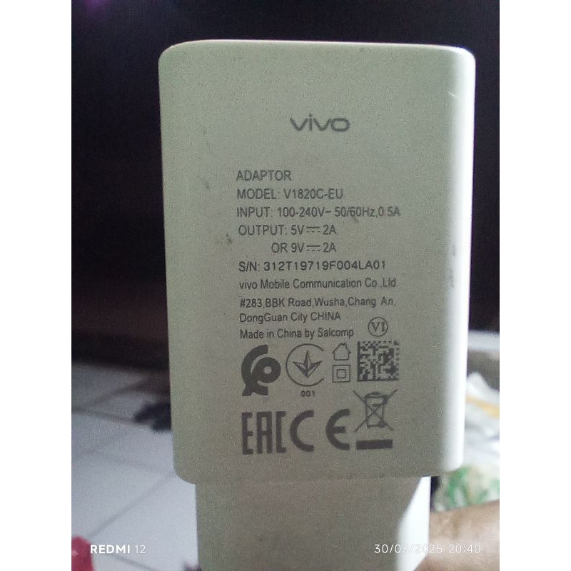 batok charger Vivo 9v2a 18 wat bawa,an hp