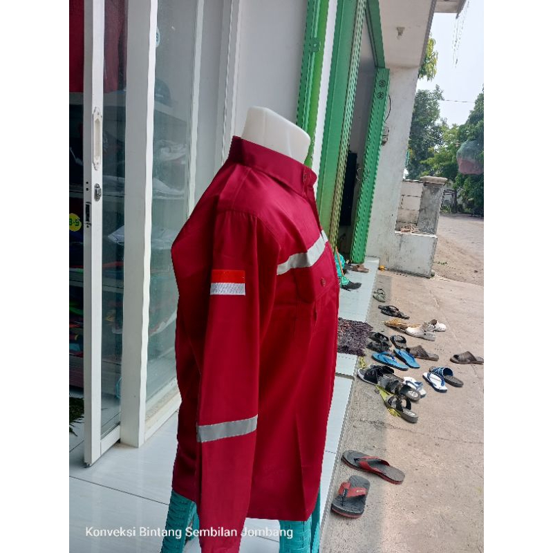 Baju Safety Wearpack Baju Proyek Tambang Baju Lapangan Merah Maroon