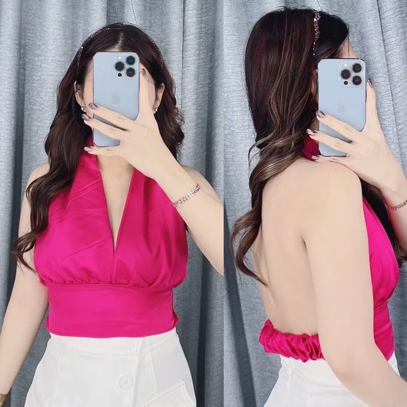 Lingerie Sexy Dress Baju Dinas Tidur Halterneck Karaoke Dansa Jepang Party Seksi Shirt Crop Pakaian 