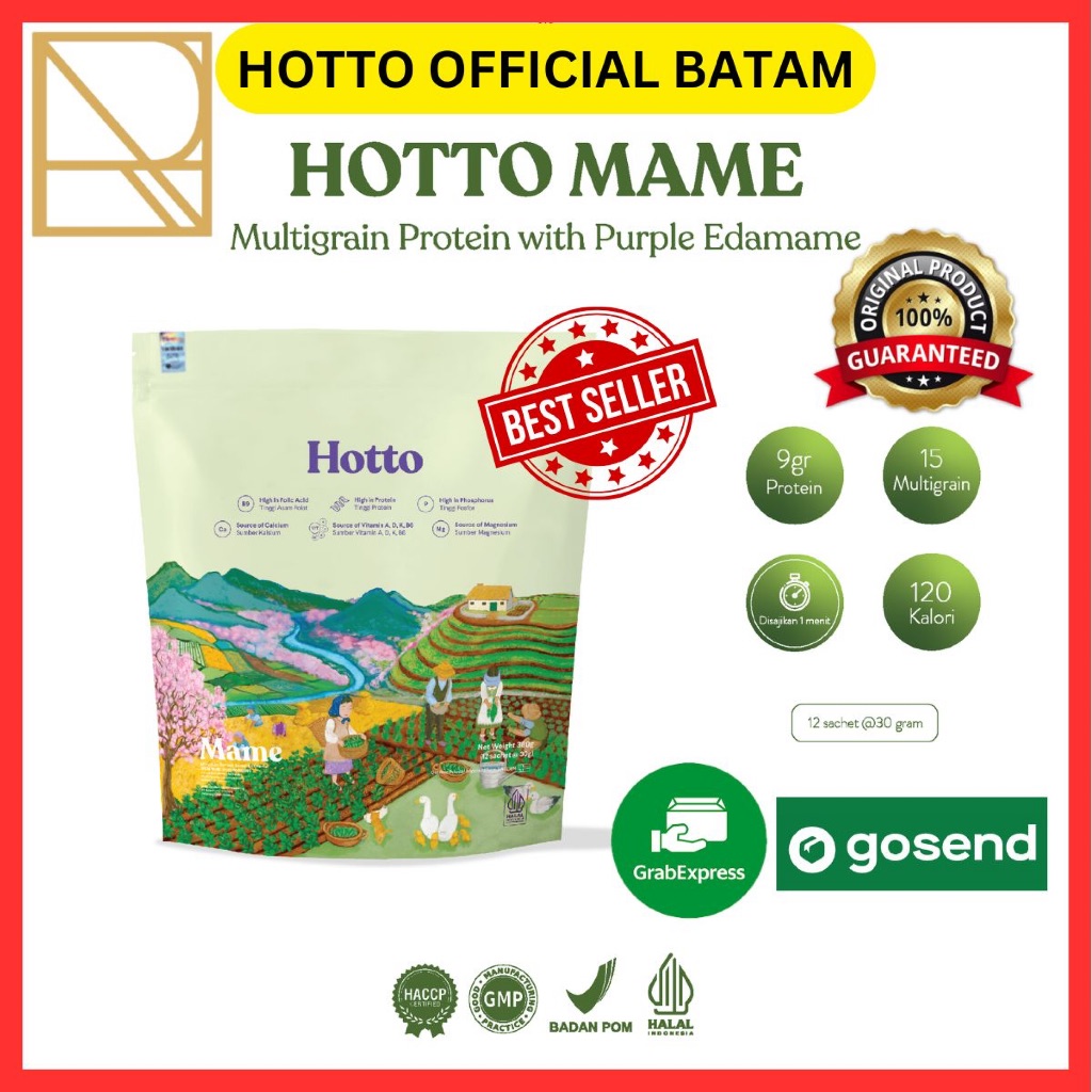 

[ KHUSUS KOTA BATAM ] NEW Hotto Mame Protein Multigrain with EDAMAME 1 Pouch 12 Sachets (POPULAR)