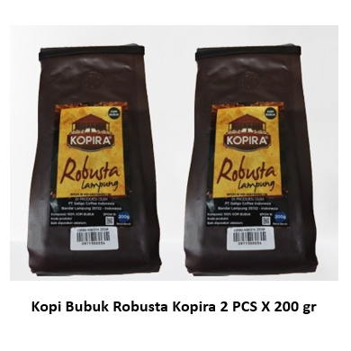 

Kopi Bubuk Robusta Lampung Kopira 2 PCS X 200 gram