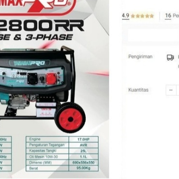 

Generator YAMAMAX PRO ST12800RR 3 phase 220V/380V 7200 watt Genset
