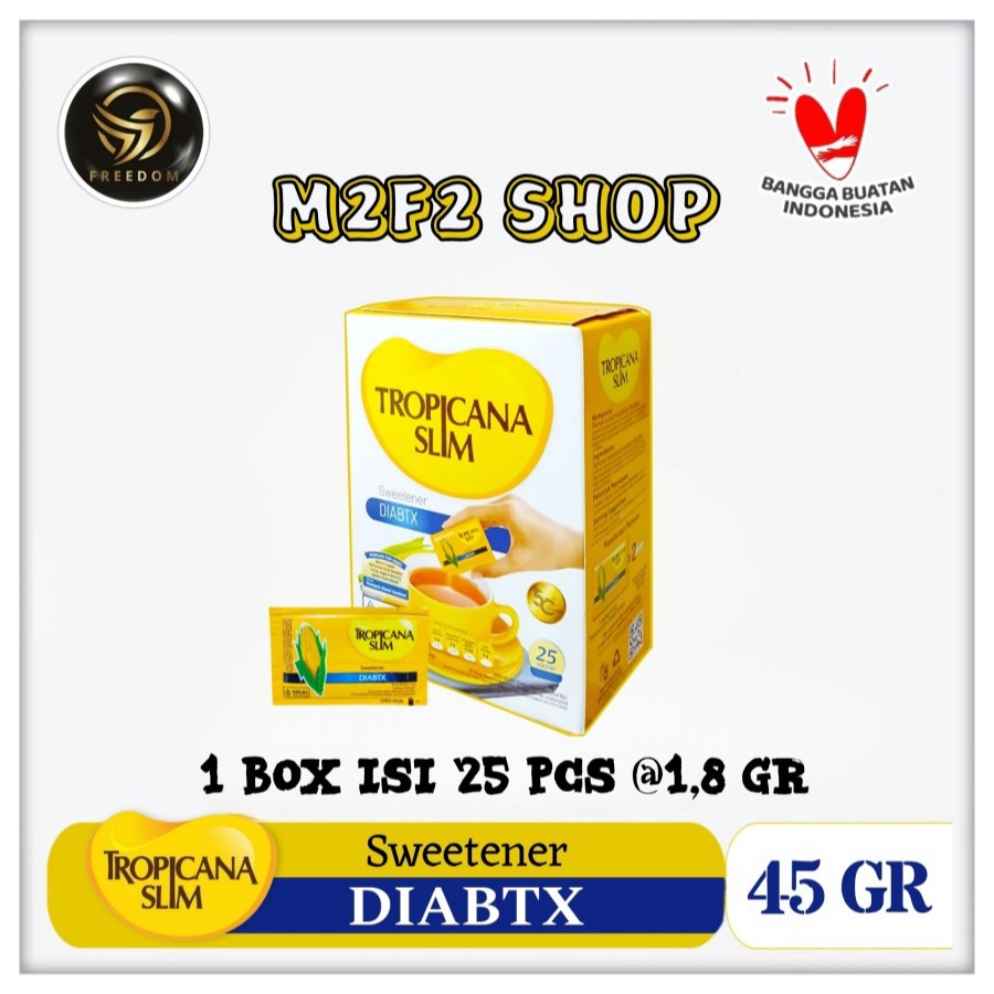 

Tropicana Slim DIABTX Sweetener | Gula Manis Alami Nol Kalori Isi 25 Sachet | MT - 50 gr (Kemasan 1 Box)