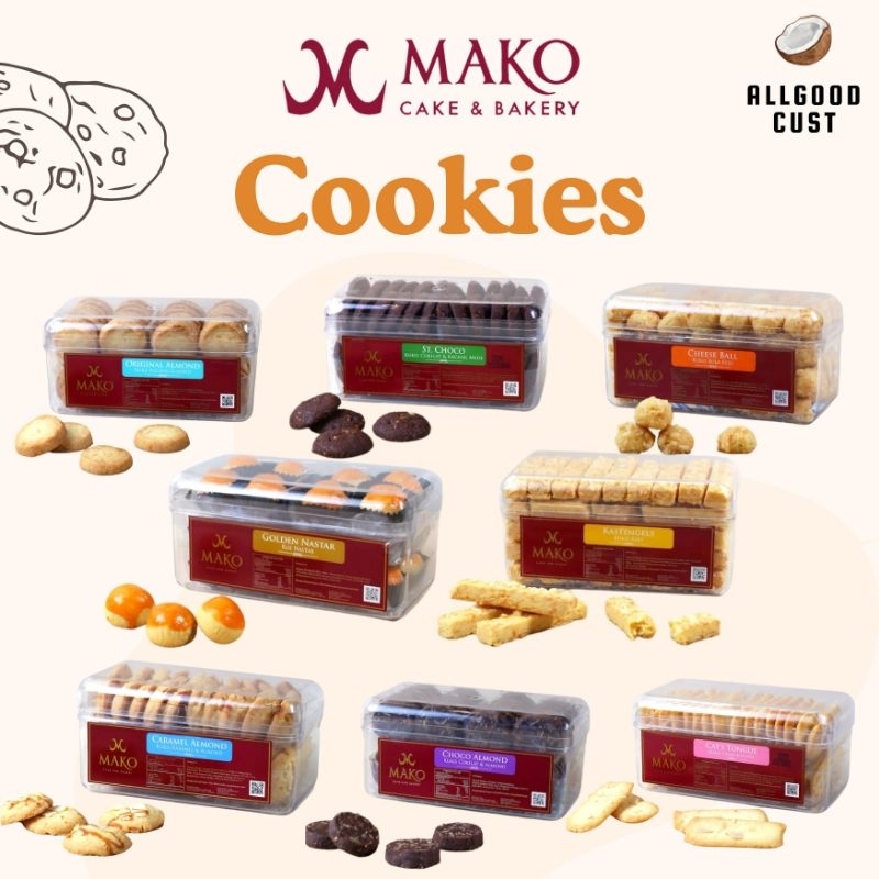 

MAKO - Kue Kering Cookies Nastar, Kastengels,Caramel Almond, st Choco, Coklat Almond