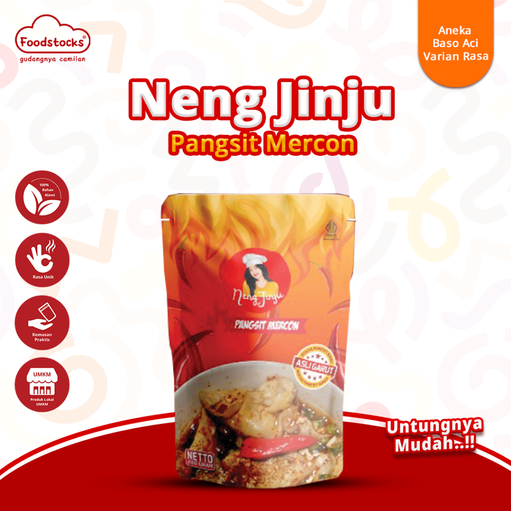 

Pangsit Mercon Neng Jinju 200 gr - Pangsit Pedas Isi Ayam