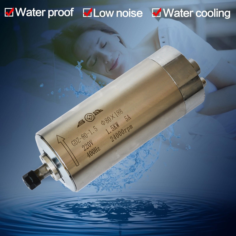 188X80Mm Cnc Spindle Motor 220V/5A Water Cooled Spindle Motor Mesin Ukiran Spindle