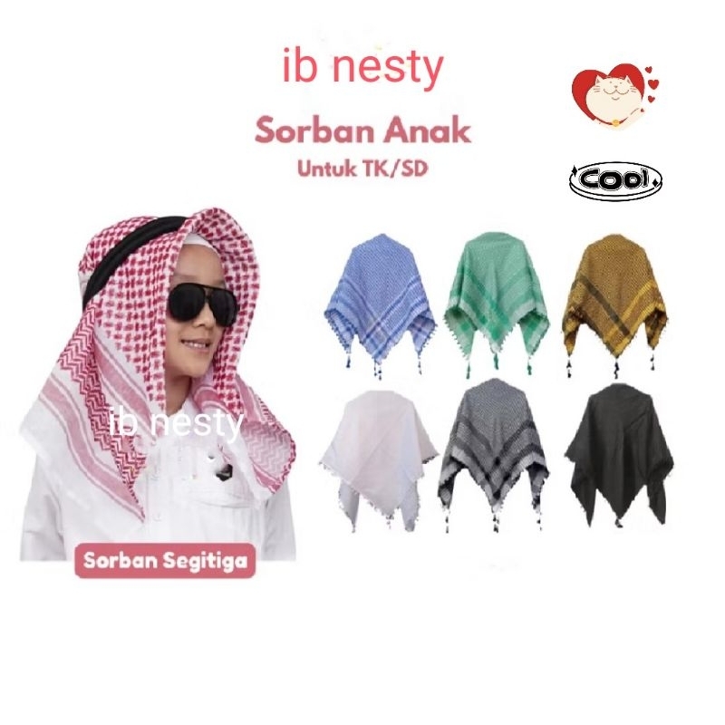 Sorban anak laki-laki tk paud sd bentuk segitiga sorban palestina anak murah