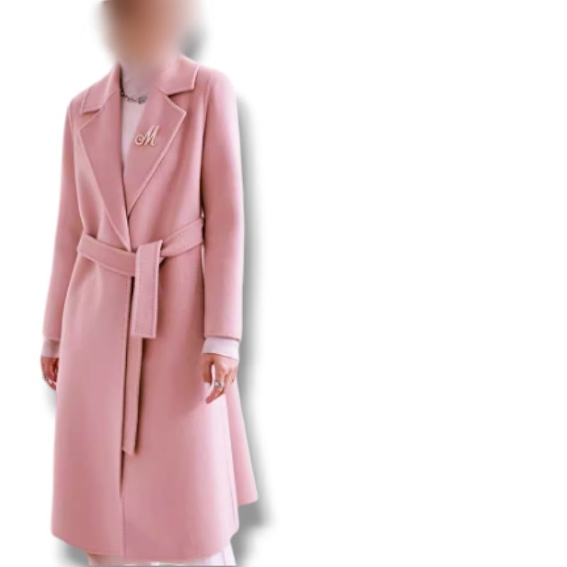 ZIVK Winter Long Coat Knee Length Wool Import Pink Series - Taffy