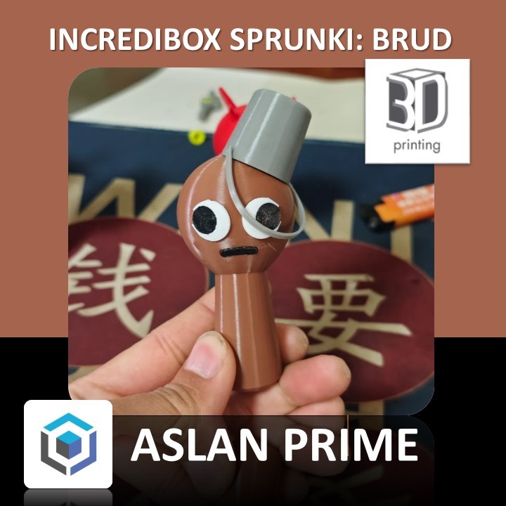 INCREDIBOX SPRUNKI BRUD BROWN WITH SILVER BUCKET 3D Print Action Figure Figur Figures Mod Coklat Mai