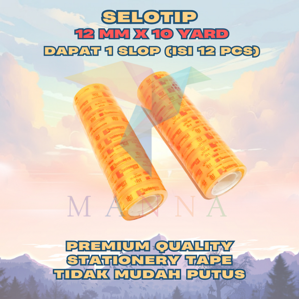 

(1 SLOP/ ISI 12 PCS) SELOTIP Stationery Tape 12MM x 10 METER EXCELINDO PREMIUM QUALITY