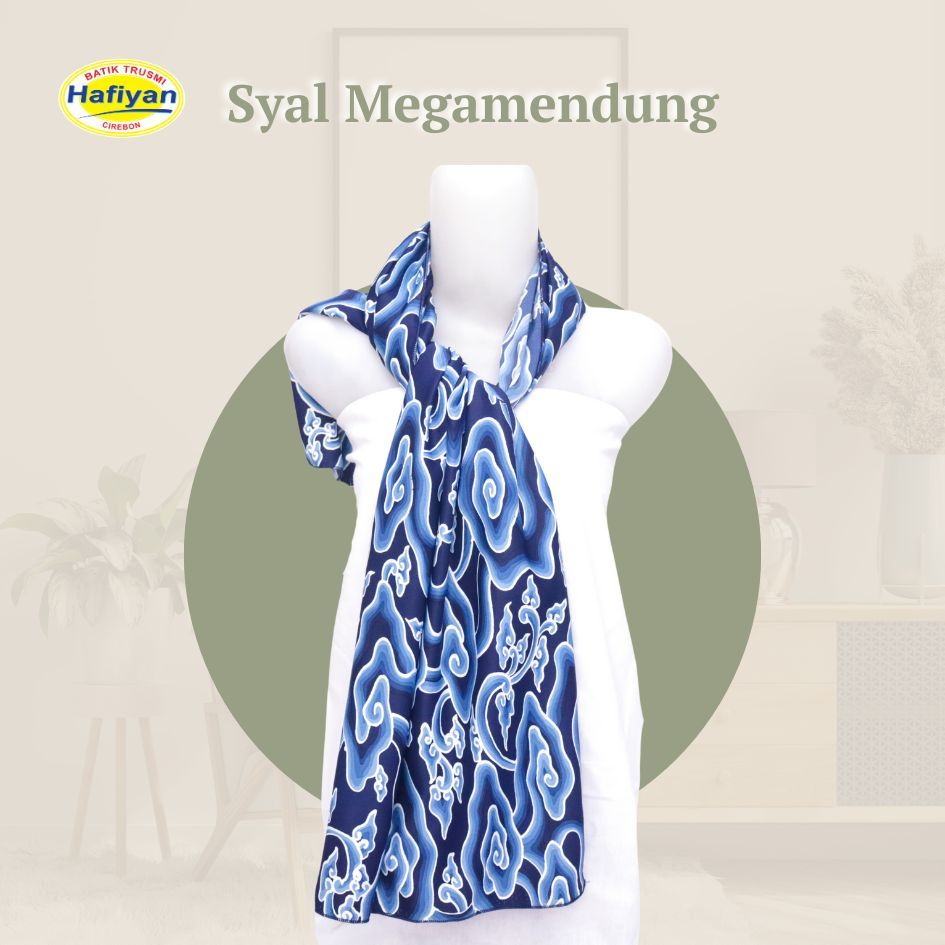 Batik Trusmi Hafiyan Syal Selendang Batik Megamendung Aksesoris Batik Wanita dan Pria Motif Cirebon