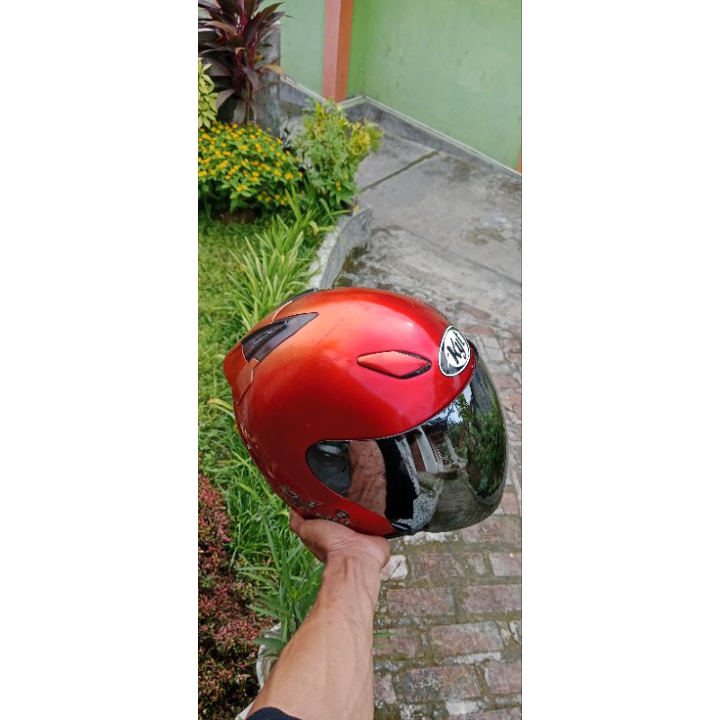 helm original kyt djmaru merah maron