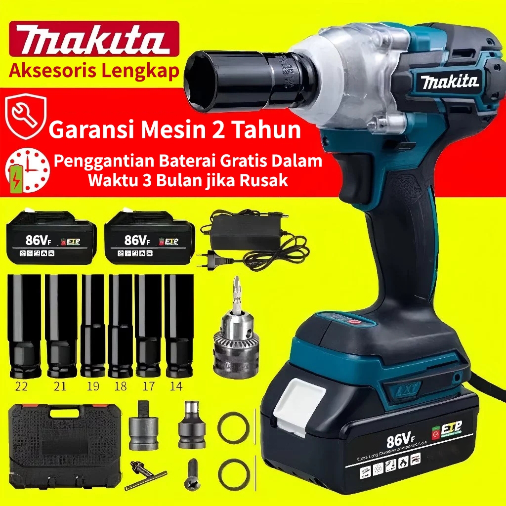 PROMO 880N.MMaklta Cordless Impact Wrench Bor Impact Baterai Untuk Baut Mobil/Bor Cas Impact Baut