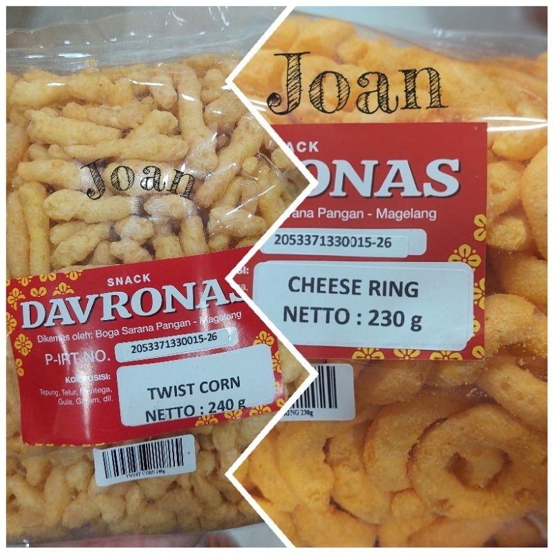 

CHESSE RING & TWIST CORN 240gr DAVRONAS / Camilan & Oleh Oleh Khas Magelang Jogja Solo