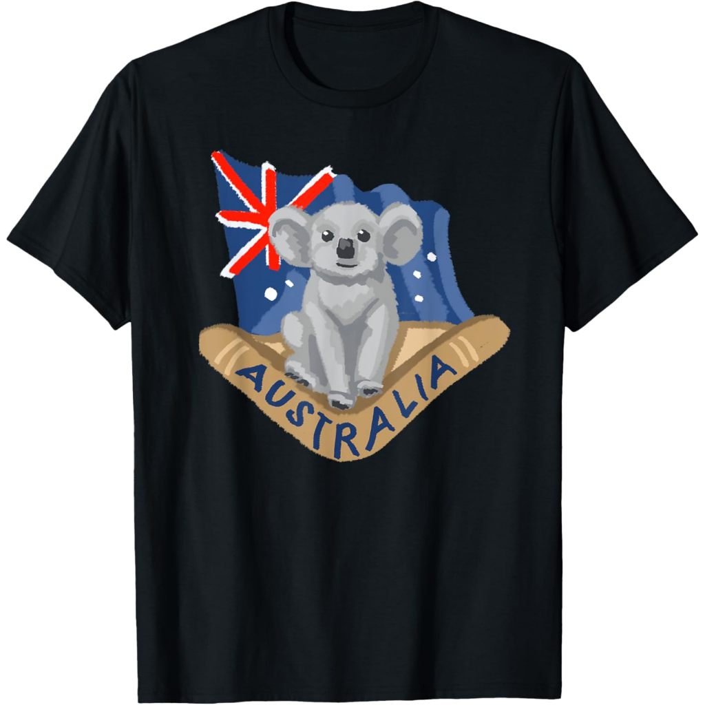 Baju Kaos Anak Australia Marking Flags Koala Boomerang T-Shirt