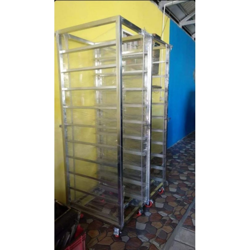 rak trolley loyang stainless 15 tray/trolley kue stainless