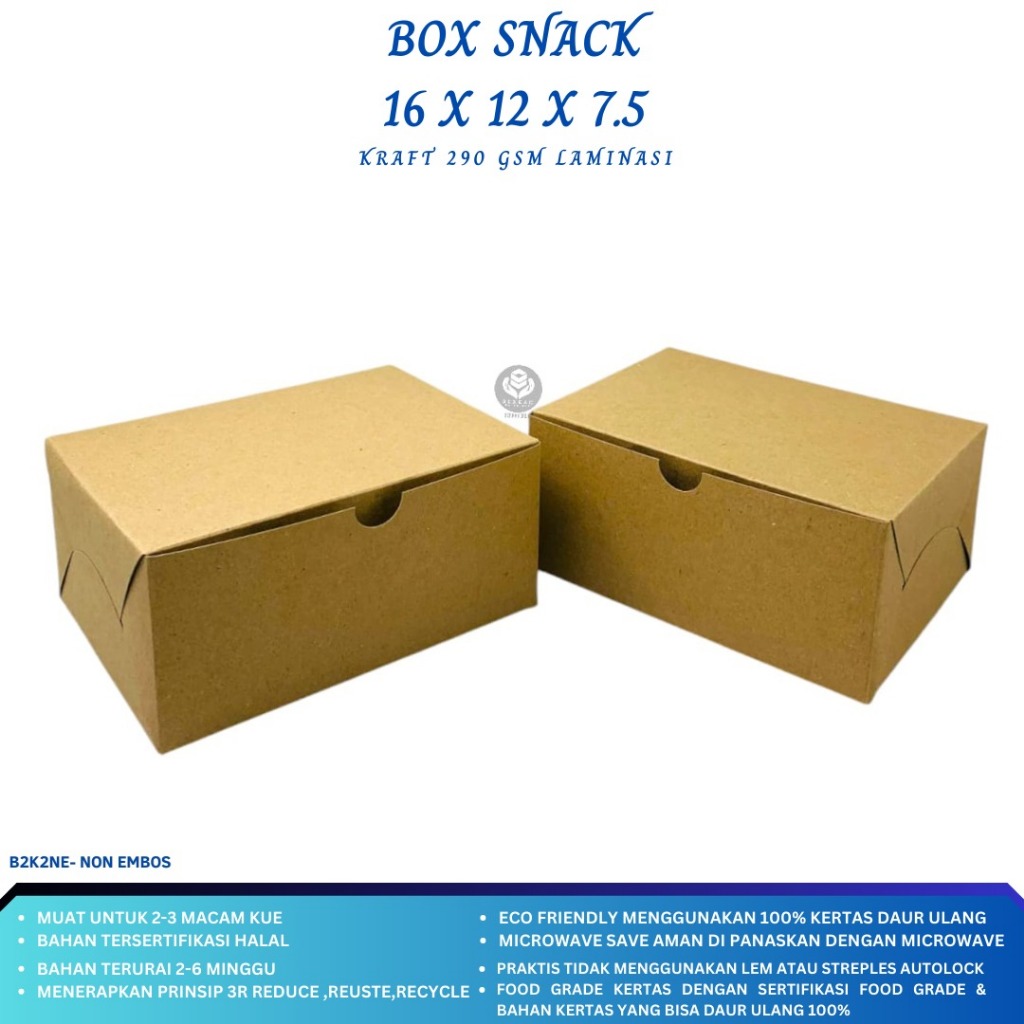 Snack Box 12x16 / Dus Kue 16x12 Laminasi / Kotak Kue / Dus Kue / Dus Snack 12x16 / B2K2NE