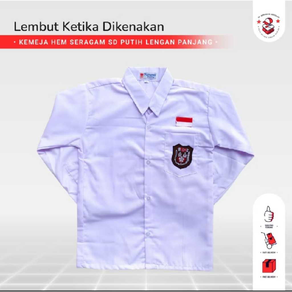 Baju putih lengan panjang Seragam sekolah SD kain gs oxford