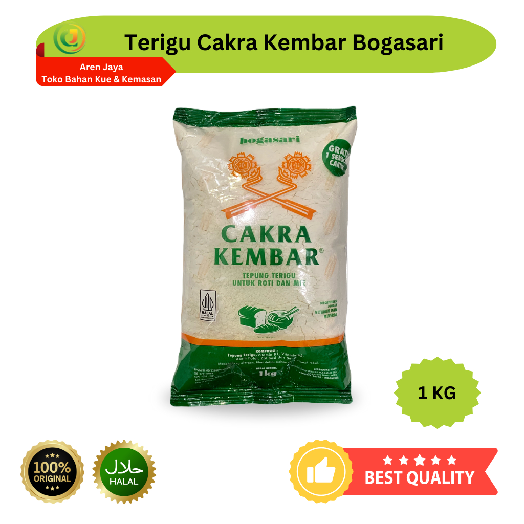 

Tepung Terigu Cakra Kembar Bogasari Protein Tinggi 1 Kg Original