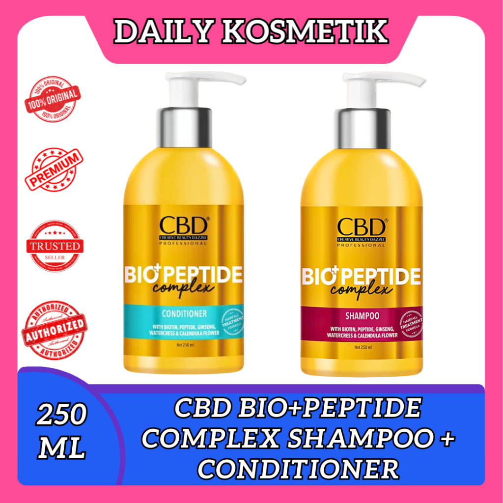 CBD Bio Peptide Shampoo & Conditioner 250 ML - Mengatasi Rambut Rontok & Memperkuat Akar Rambut