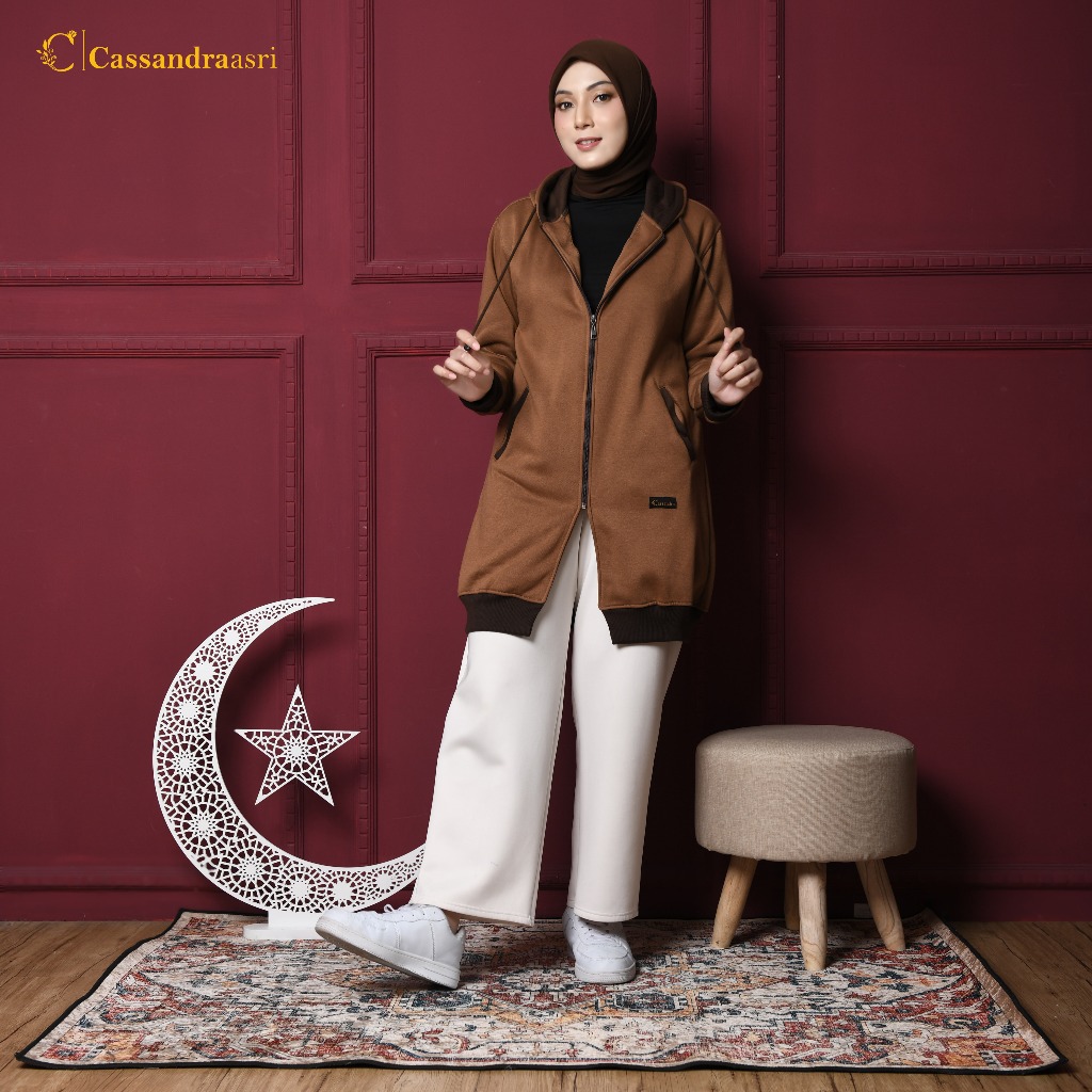 Cassanraasri - Zayra Jaket Muslimah Premium Fleece - Jaket Panjang Wanita Muslimah Syari
