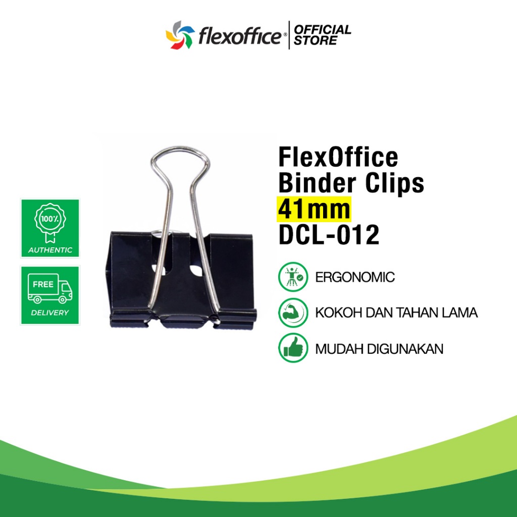 

FlexOffice Binder Clips DCL-012 41MM 1 box (12 pcs) clip kertas dokumen kantor kokoh tebal
