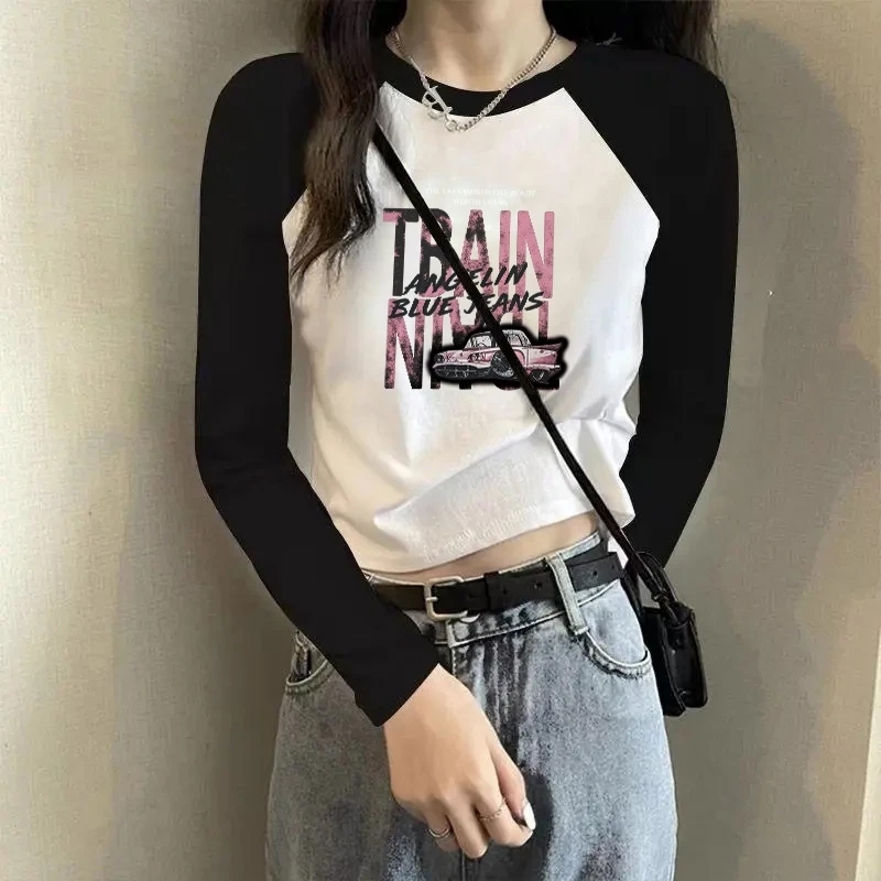 YIKOO - Korea Kaos Lengan Panjang Sexy Crop Top Long Sleeve Baju Atasan Wanita