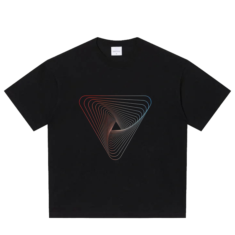 Kaos Hitam Motif Optical Illusion - Ilusi Mata yang Futuristik