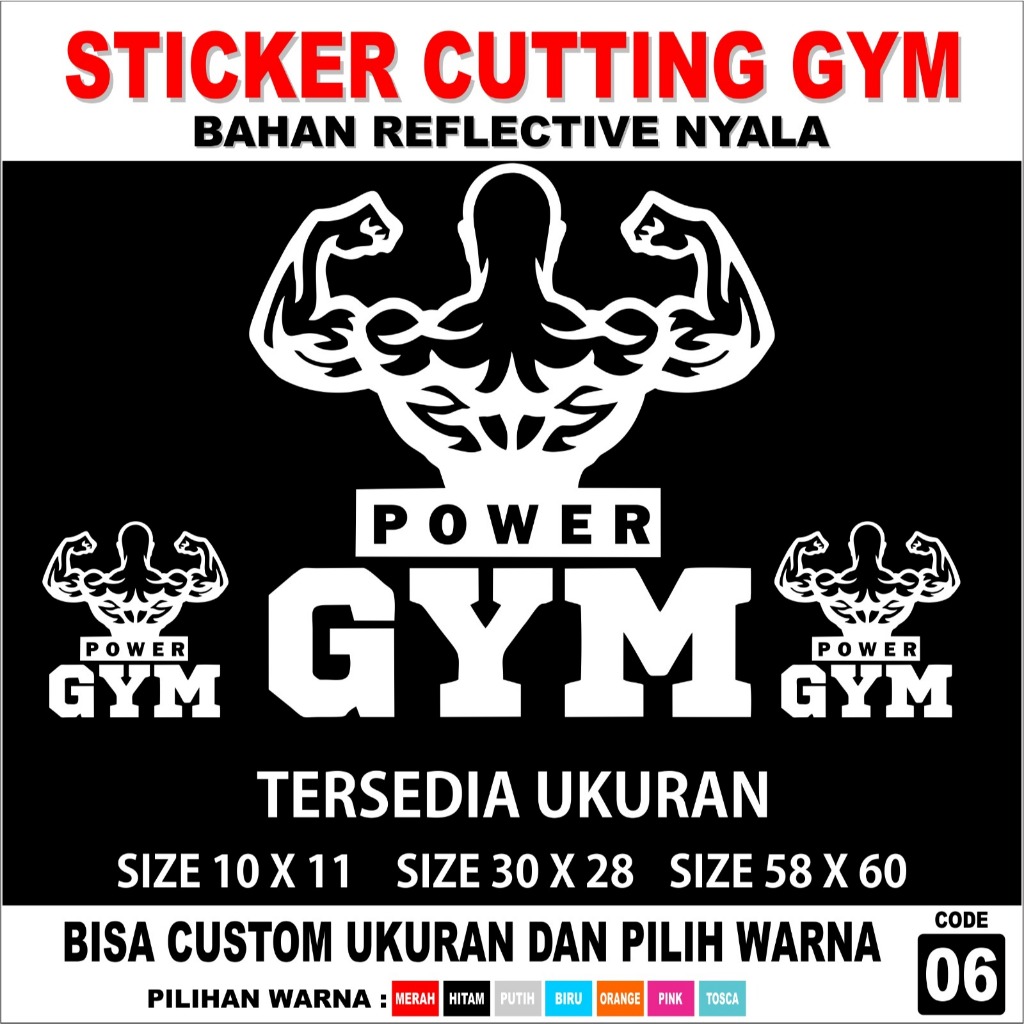 STICKER WALL CUTTING STICKER CUTTING DINDING GYM STICKER CUTTING KACA GYM BAHAN CUTTING REFLEKTIV NY